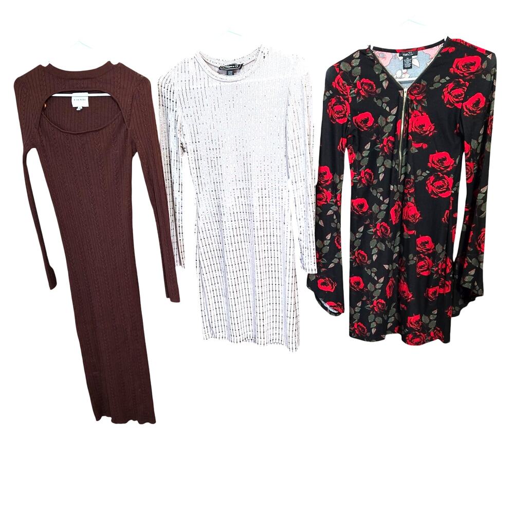 Women's Extra Small 0 2  Dresses Winter Long Sleeves Wholesale Bulk Lot of 3 XS
